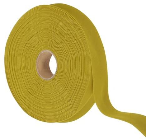 YELARXI Doppelt gefaltetes Schrägband zum Nähen, Quiltbinden, Baumwollschrägband, doppelt gefaltet, 2,5 cm, 22,7 m, geeignet zum Säumen, Nähen, Basteln, Paspelierung – (Gold)