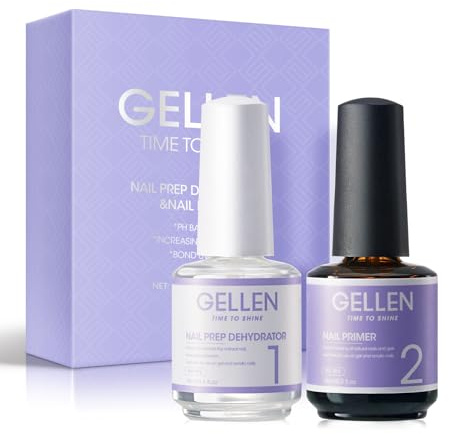 Gellen Nail Dehydrator and Primer, Hema-free Nail Prep Dehydrator & Acid-free Bond Primer for Long-lasting Adhesion Gel Polish Acrylic Powder Press-ons 3s Air Dry Nails Art Essential
