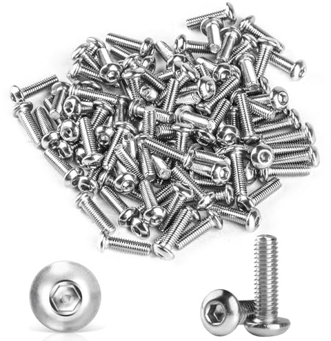 Lot de 50 vis M6 x 16 mm à tête bombée avec vis à six pans creux, en acier inoxydable A2 V2A, vis à tête ronde, vis à tête plate à six pans creux, vis de machine