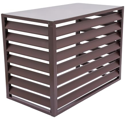 HANGKAI Verkleidung Klimaanlage Außengerät aus Aluminium 110 cm x 60 cm x 80 cm Verkleidung für Wärmepumpe Abdeckung Klimaanlage Außengerät Schutzgitter Blumenständer Draußen Gitter (Kaffee-Braun)