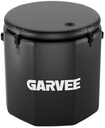XXL Ice Bath Tub for Athletes, Compatible with Water Chillers, 186-Gallon Inflatable Cold Plunge Tub with Insulated Lid, Portable for Outdoor & Indoor Recovery (Black, 186Gallon)