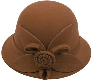 XUCZHAI Avslappnad blommelonhatt för kvinnor, höst och vinter, rund topp, liten modell (färg 7)