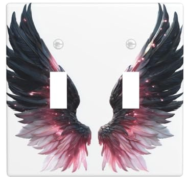 Dreamy Wings - Placa de pared para interruptor de doble banda, tamaño estándar, 11,4 x 11,4 cm