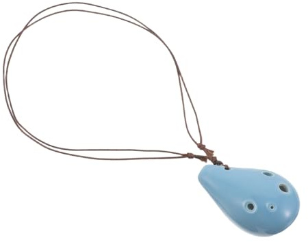 BESPORTBLE Ocarina in Ceramica Tono Strumento Fiato per Principianti Flauto Musicale Blu Chiaro Tondo per Allenamento e Performance