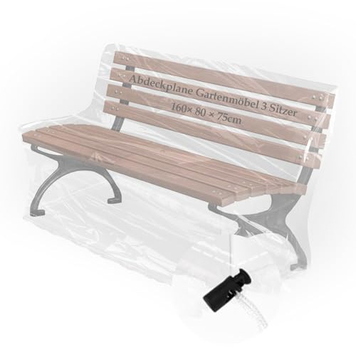 Gartenbank Abdeckung Gartenbank 3 Sitzer 160×80× 75cm Schutzhülle Gartenbank Mit Kordelzug Transparent Gartenbank Regenschutz Abdeckplane Gartenmöbel Schutzhaube für Gartenmöbel Gartenbank
