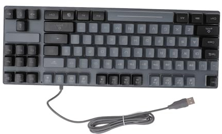 Fockety Wired USB Keyboard, 87 Key Wired Keyboard RGB Backlit Mechanical Multimedia Control Gaming with High and Low Key Design for Laptop Desktop