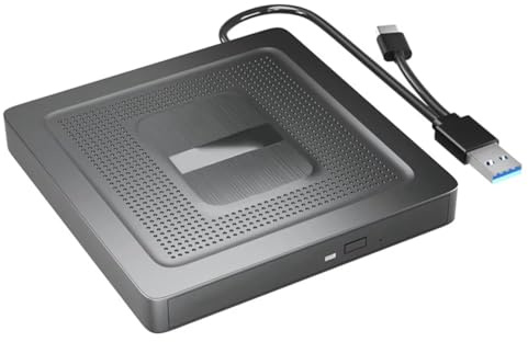 PPcdfre Unidad Externa de CD y DVD USB 3.0 Tipo C Grabadora de CD Unidad Óptica Externa Unidad Gratuita Reproductor de DVD y CD para PC Portátil