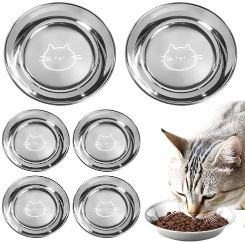 ‌Katzennapf Edelstahl 304 – 6er Set Futternapf & Wassernapf für Katzen – Flache Katzenschüssel aus Metall, Hygienisches Napfset für Katzen und Kleine Hunde, Langlebiges Katzenzubehör für Indoor-Tiere