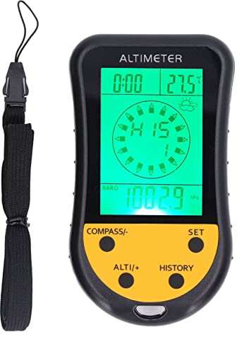 ZPurifylline Digital Altimeter Barometer Thermometer, 8 in 1 Multifunction Outdoor Sensor, Weather Forecast with Backlight LCD Display, Portable Lanyard for Hiking Climbing Mountaineering