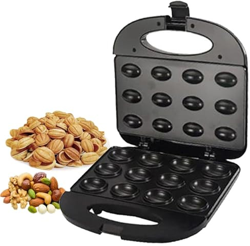 Macchina elettrica per torte alle noci, piedini antiscivolo, macchina antiaderente a 12 fori con riscaldamento su entrambi i lati per mini waffle e pasticcini alle noci