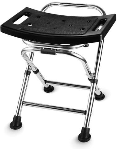 17.5 Folding Shower Chair Seat, Small Shower Chair for Inside Shower, Portable Travel Shower Stool (Black)