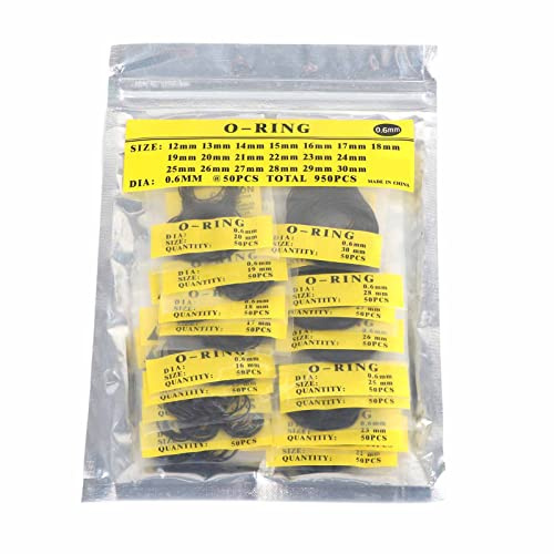 Rengue 750 St O-ringsats, för Byte Av Klockabatteri, Svart, 12 Mm Till 30 Mm, Högkvalitativa Tätningar 750 St O-ringar, Gummivattentäta Packningar Nan Hushållens Dagliga Behov (0,6)