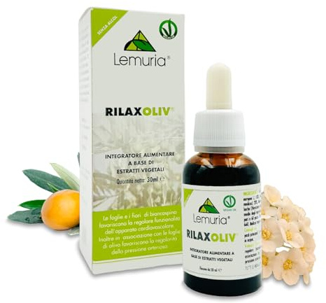 Lemuria - RILAXOLIV - Integratore Alimentare a Base di Foglie di Olivo e Fiori di Biancospino - Favorisce la Funzionalità Cardiovascolare e la Pressione Arteriosa Regolare - 30 ml - Made in Italy