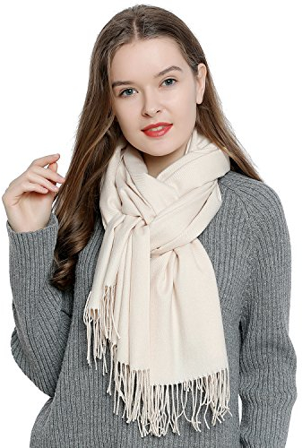 DonDon Schal Damen Winter Wollschal Winterschal warm weich 185 x 65 cm creme
