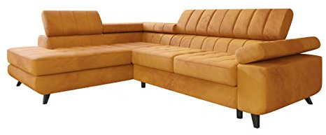 Mirjan24 Ecksofa Kaspro Premium, Eckcouch mit Schlaffunktion und Bettkasten, Polstersofa, L-Form Sofa, Couch, Wohnlandschaft, Polstergarnitur, Bettsofa, Polsterecke (Sorriso 22, Seite: Links)