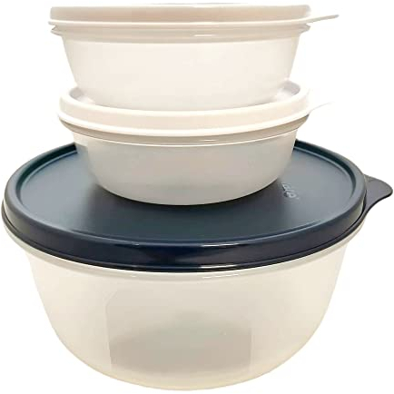 Tupperware SET (3) Kühlschrank 1x 1,4 L große Hit-Parade dunkelblau transparent + 2x 300 ml kleine Hitparade Mini weiß transparent Hitparade Panorama