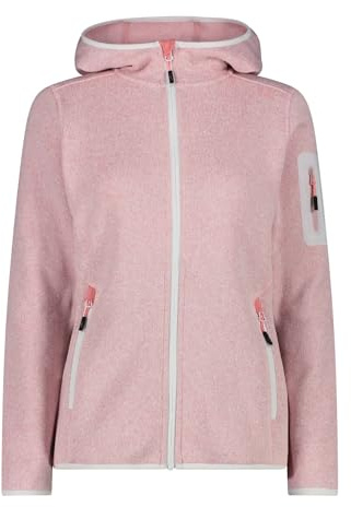 CMP - Knit-Tech damjacka med fast huva, rosa-vit, 52