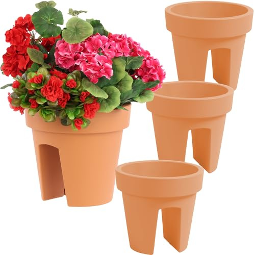 botle Satz von 3 Stück Balkonkiste Blumenkasten Geländerkasten Balkonkasten Geländertopf ?24,5cm | 5 L Terrakotta Balkon-Blumenkasten oval
