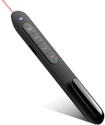 Clicker de présentation noir de 100 m pour télécommande PowerPoint, 2,4 GHz Hyperlink Volume sans fil pour PowerPoint, ordinateur portable, Mac (sans batterie)