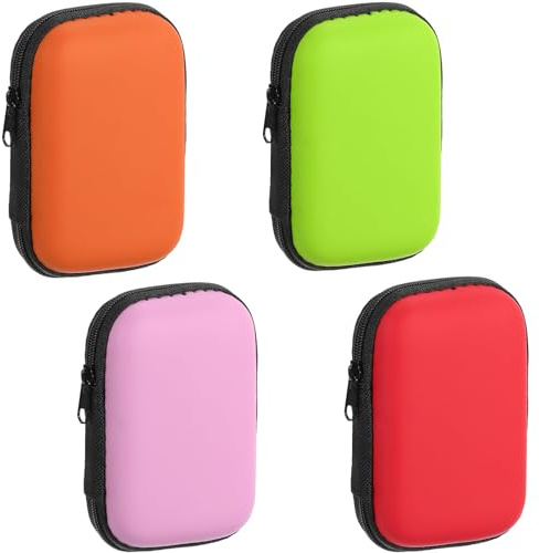 YEWCEP Spielkarten Etui 4 Stück - Wasserfeste Kartenbox zur Aufbewahrung von Karten und Kopfhörern in Rosa, Rot, Grün, Orange