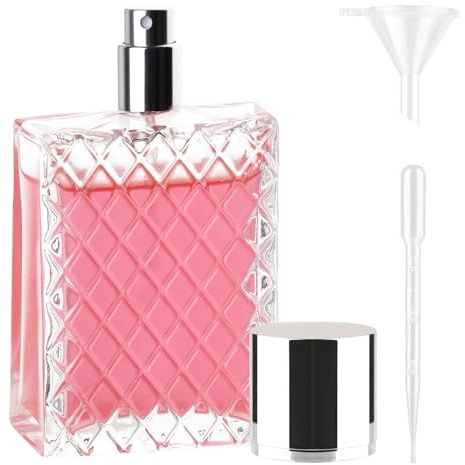 Deepton Parfum Flakon Leer 100 ml, Parfümzerstäuber Nachfüllbar, Parfüm Abfüller für Damen und Herren, Parfum Zerstäuber für Unterwegs, mit Pipetten und Trichter für Parfüm, Reisen
