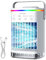 Climatiseur Mobile, Mini Climatiseur Réfrigérant Portable 700ml, Mini Climatiseur 4 en 1 avec 4 Vitesses d'Air, Minuterie, 2 Modes de Refroidissement, 7 Lumières pour la Maison, le Bureau, les Voyages
