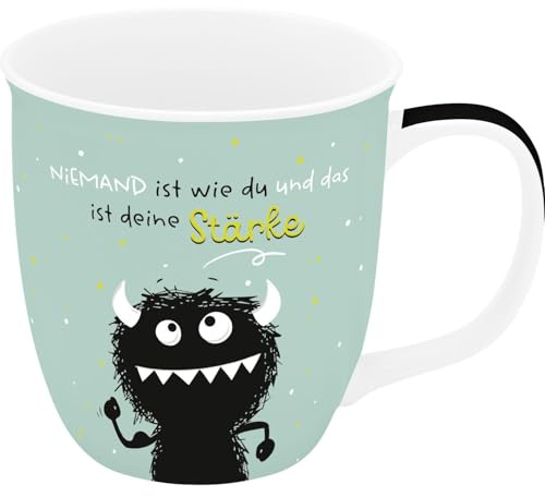 H:PPY life Tasse Monster Stark | kleine Kaffeetasse, Porzellan, 32 cl | Becher mit Spruch, lustiges Geschenk | 74737