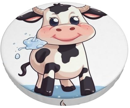 KLLTYHMU Fundas de asiento redondas de vaca lechera de dibujos animados, elásticas, antideslizantes, extraíbles, lavables, a prueba de polvo, para silla, bar, cocina, comedor, cafetería, 12 pulgadas