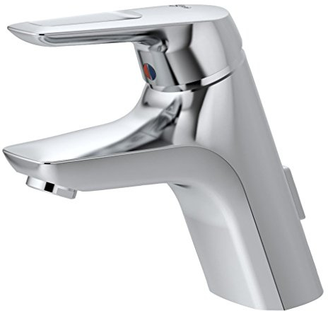 Ideal Standard A5646AA Ceramix Blue Waschtischarmatur mit Ablauf, Bad-Wasserhahn mit Auslauf, Mischbatterie Waschbecken, Wassersparend, Chrom