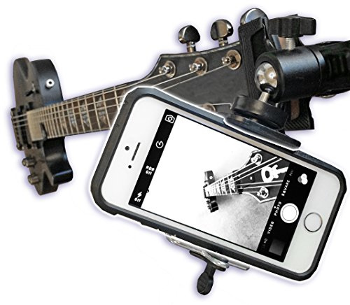 Strungout Guitar Headstock Clip On Mount with Ball Head Joint ~ For SmartPhones & Most Cameras ~ Close Up Home Recording ~ Plus Guitar Pick Holder Keyring
