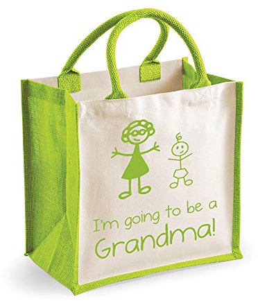 60 Second Makeover Mittlere Jutetasche Ich werde eine Oma Green Bag sein