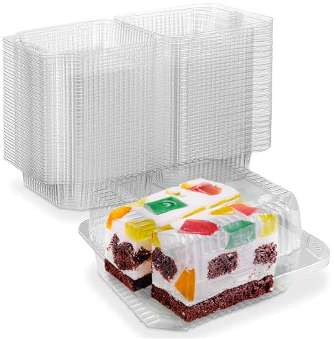 MT Products Clear Cake Slice Container 5 x 5 x 2.75 - To go Square Plastic Container (Pack of 40) - Made in the USA