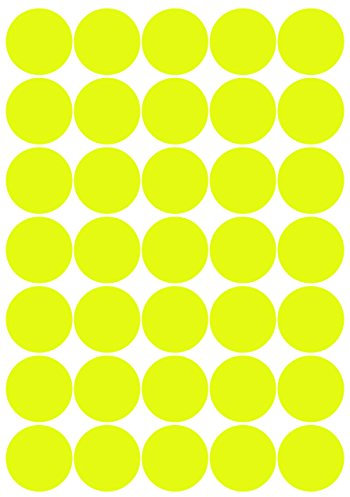 70 Klebepunkte, 40 mm, Neon gelb, aus PVC Folie, Markierungspunkte, Punkt, Vinyl, leuchtend, rund, selbstklebend