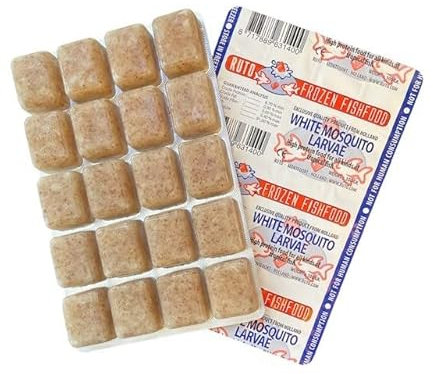 Frostfutter Sparpaket 50 x Weiße Mückenlarven 100g Blister - Gefrorene Mücken Larven - Frost Futter