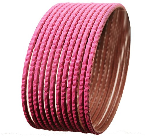 Touchstone Buntes Dutzend Armreifsammlung indische Bollywoodlegierungsmetall-bezaubernde Sache-Armreifarmbänder für Damen 2.37 Set von 12 Baby Pink