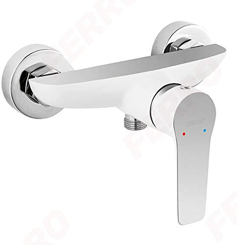 Weiße Duscharmatur Wandmischer Badarmatur Wandarmatur für Dusche - Weiß/Chrom - Serie: Ferro Adore BDR7