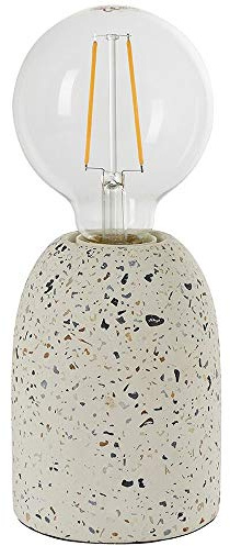 Moderne Terrazzo Tischlampe – weiß gesprenkelter Marmor-Stein – Nachttischlampe – Vintage Filament-Lampenfassung – Inline-Schalter – max. 40 W LED E27