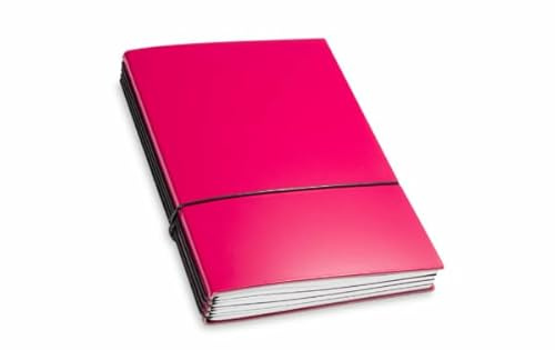 X17 Notizbuch A5, magenta; aus recyceltem Leder. Austauschbare Notizhefte (blanko, liniert, kariert, gepunktet) Made in Germany