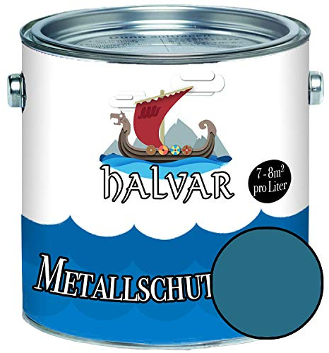 Halvar, vernice protettiva per metallo, colore blu satinato, RAL 5000-5024, vernice per metallo, particolarmente robusta, resistente alle intemperie e perfetta protezione a lungo termine, metallo, Blu