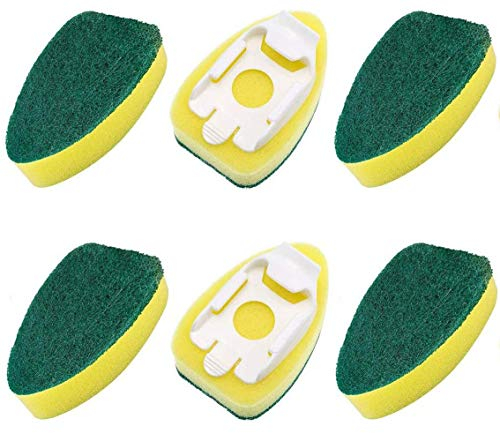 6 bacchetta per piatti di ricambio per stoviglie teste di spugna per piatti bacchetta spazzola pastiglie per lavello da cucina strumento di pulizia per vetri pavimento in cucina fornitura di pulizia