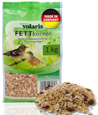 Eggersmann volaris Vogelfutter Wildvögel ganzjährig 1 kg [Fettkörner] | Wildvogelfutter für das ganze Jahr | Fettreiches Streufutter für alle Vogelarten