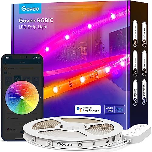Govee LED Strip RGBIC Pro 5m, Smart LED Streifen Funktioniert mit Alexa und Google Assistant, Beschichtes Lichtband Lichterkette LED Leiste Sync mit Musik, App-Steuerung, Farbwechsel, für Zuhause