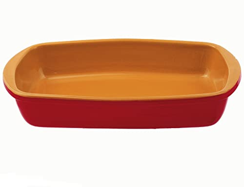 Plat rectangulaire en terre cuite pour gratins et lasagnes – Colì Maioliche e Terrecotte depuis 1650 (Rouge, 32x18 cm)