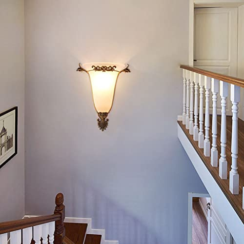 Rustikale Wandlampe Messing Vintage Industrial Wandleuchte Flur Retro Wandbeleuchtung Antik Landhaus Schlafzimmer Nachttischlampe E27 Innenleuchtung Wandspot für Küche Wohnzimmer Treppen Restaurant