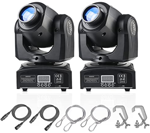 2Pack 30w Lyre Led Luminaires à Tête Rotative Dmx 512 Lumière de Scène à Tête Mobile, Activation Sonore Moving Head Led Motifs Lumiere Disco, Projecteur Spot Jeux de Lumiere Dj pour Fête Mariage