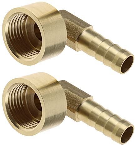 eMagTech Lot de 2 raccords de tuyau coudés à 90° en laiton 8 mm avec ardillon sur G1/2 femelle - Adaptateur de tuyau pour tuyaux d'air, tuyaux de gaz, tuyaux d'eau et de carburant