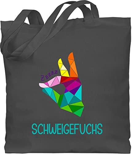 Shirtracer Baumwolltasche - Lehrer - Taschen - Schweigefuchs Flüsterfuchs - Unisize - Dunkelgrau - geschenke für lehrerinnen tasche lehrer-tasche teacher fuchs stoffbeutel geschenk beutel lehrerin