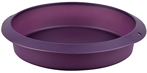 Tradineur - Molde redondo alto de silicona, fácil desmoldeo, horno, microondas, apto para lavavajillas, libre de BPA, repostería, cocina (Violeta - 24,5 x 5,5 cm)