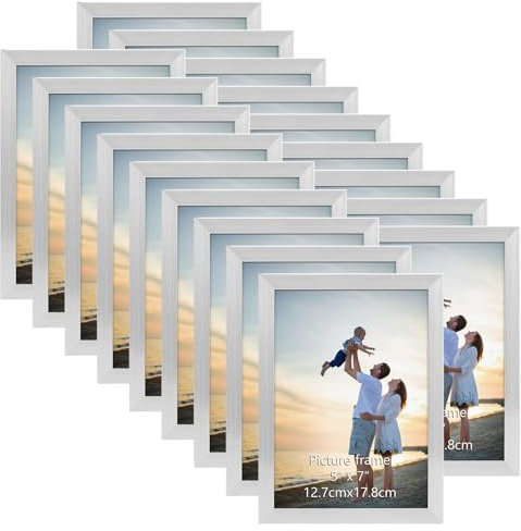 EYMPEU Bilderrahmen 13x18 CM 18er-Set, für Wand und Tisch, geeignet für den Einsatz in Büros und Wohnungen, Silber