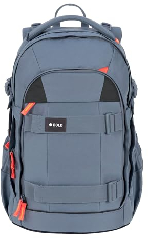 BOLD Lässig Schulrucksack mit Reflektoren und höhenverstellbarem Rückenteil/School Backpack Bold blue